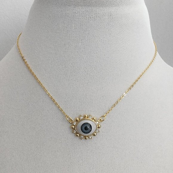 Sparkly 3D Rhinestone Evil Eye Necklace - Picture 3 of 4